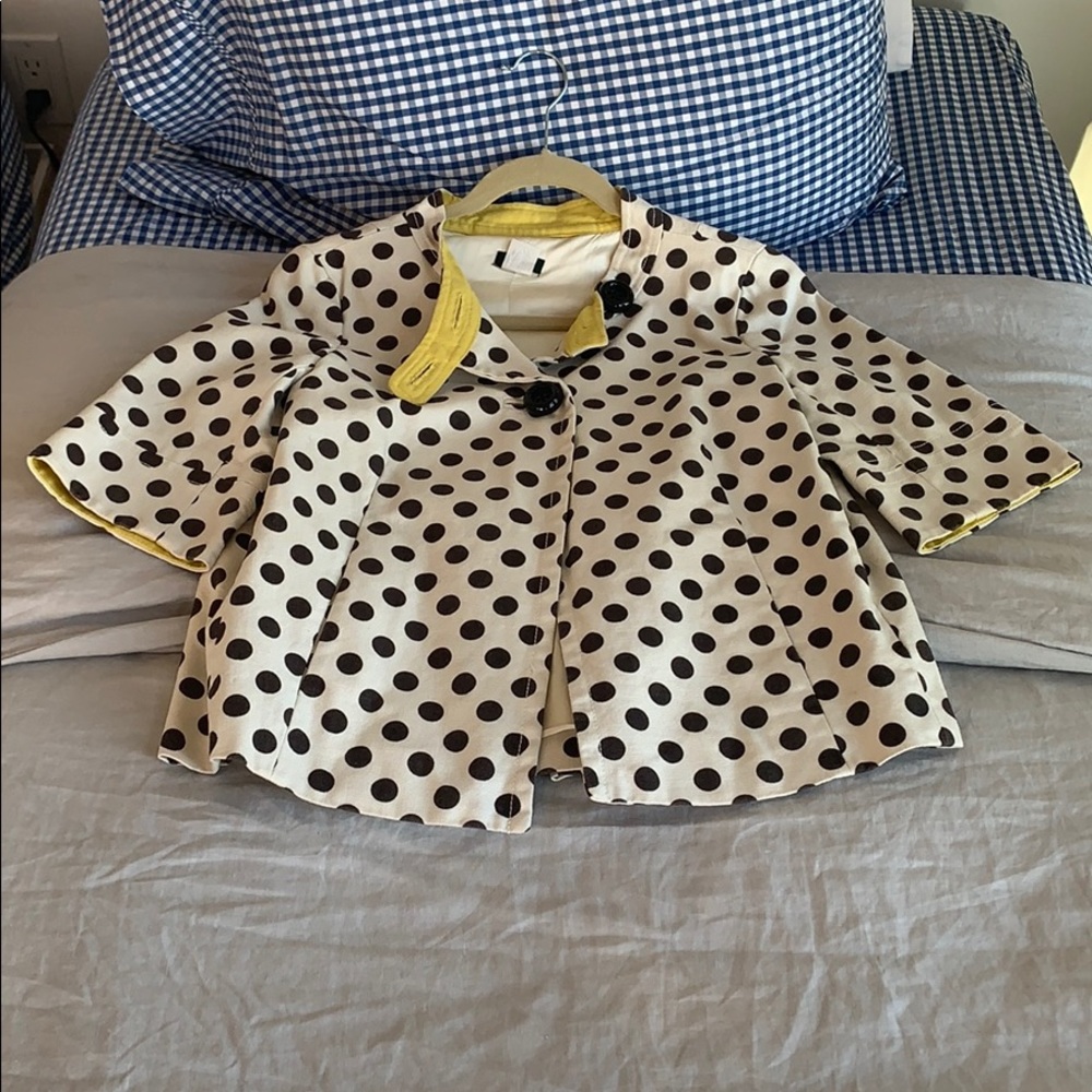 Jcrew Brown and cream polka dot jacket size 8